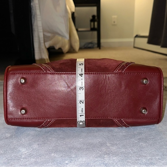 COACH dark red suede carry all with silver buckle. - Picture 11 of 11